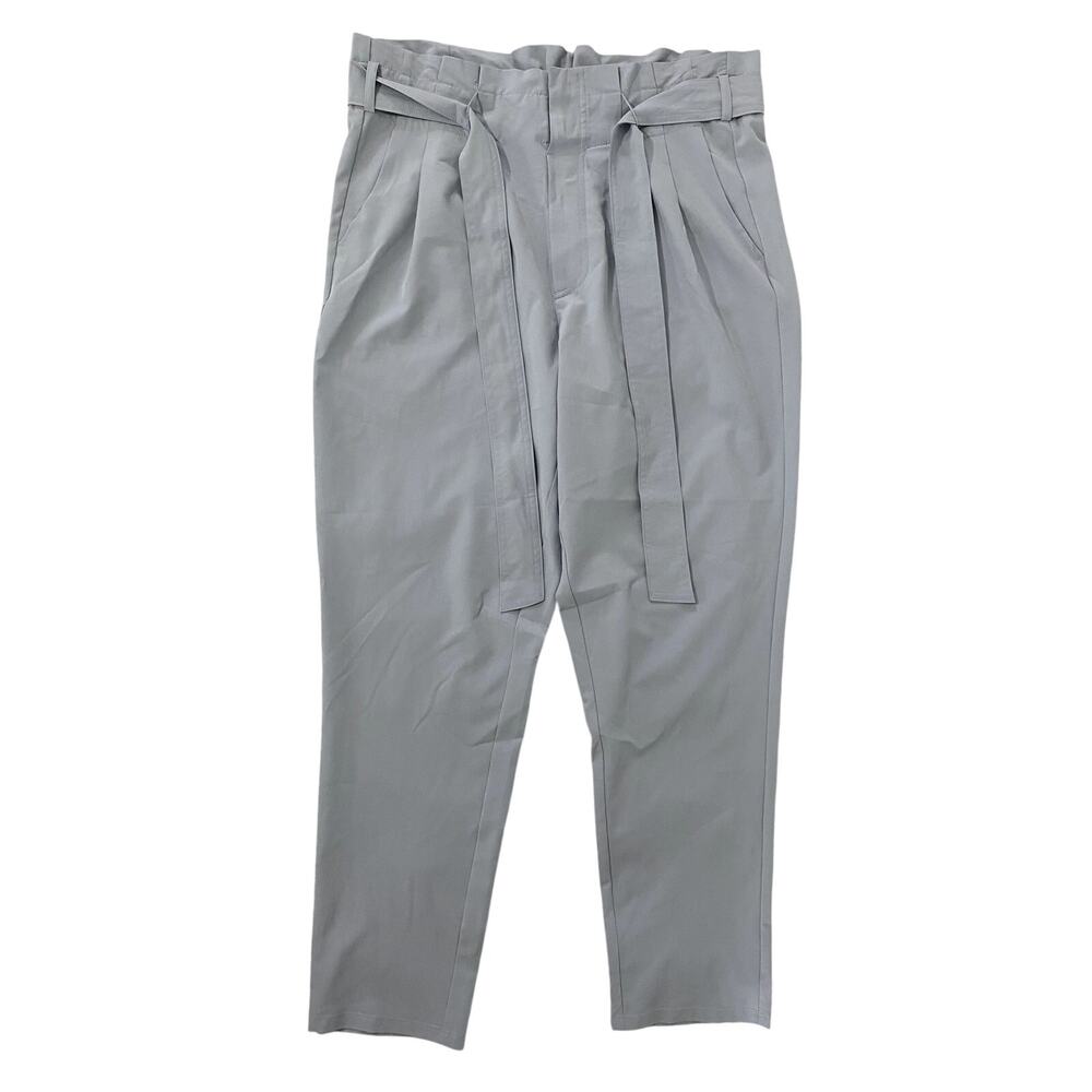 Jade & Ivory Gray Casual Tie Waist Pants Women Large Paperbag Tapered Loungewear